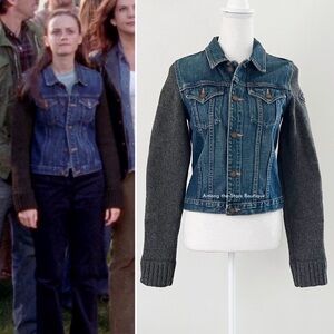 Rare Early 2000s Vintage Wool Sleeve Denim Jacket ASO Rory in Gilmore Girls